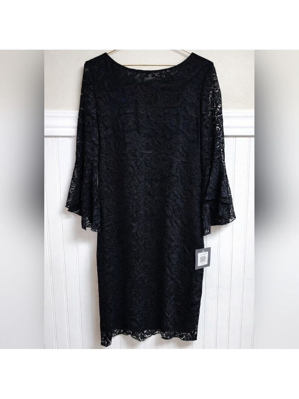 Marina Black Lace Bell Sleeve Midi Dress Size 12 - New With Tags